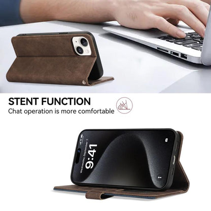 For iPhone 16e ABEEL Color Block Magnetic RFID Leather Phone Case(Brown-Blue) by bashfashion