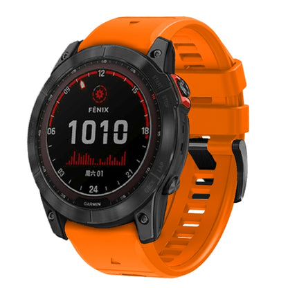 For Garmin Fenix 7 Pro 22mm Solid Color Steel Buckle Silicone Quick Release Watch Band(Orange) by bashfashion