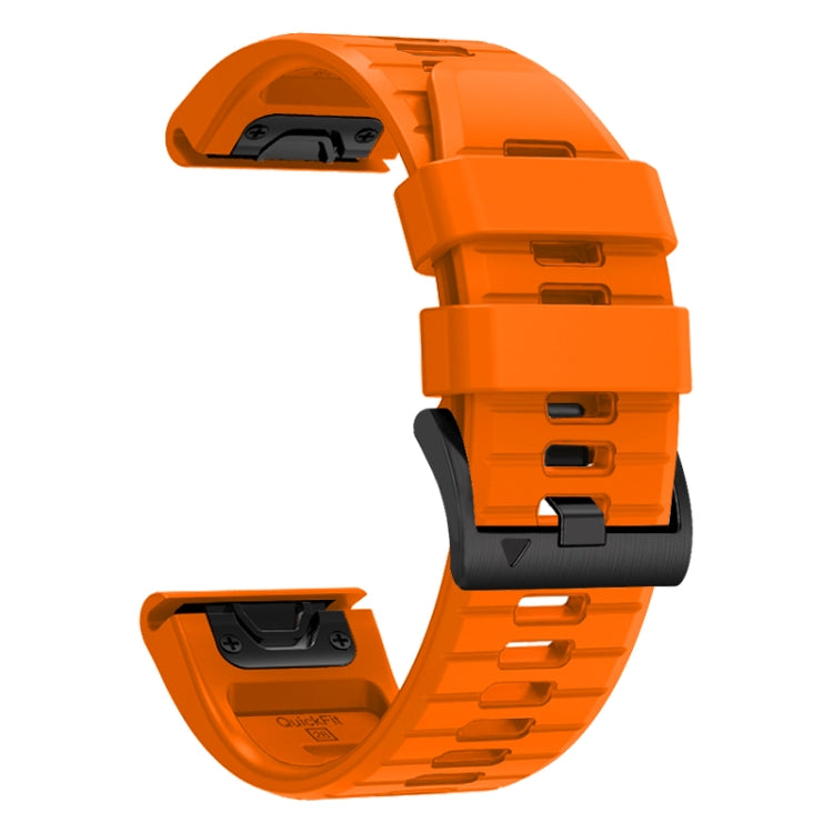 For Garmin Fenix 7 Pro 22mm Solid Color Steel Buckle Silicone Quick Release Watch Band(Orange) by bashfashion