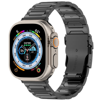 For Apple Watch Ultra 49mm I-Shaped Titanium Metal Watch Band(Black) by bashfashion