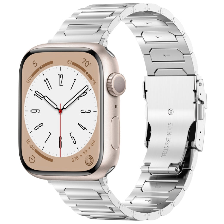 For Apple Watch Series 8 41mm I-Shaped Titanium Metal Watch Band(Mirror Silver) by bashfashion