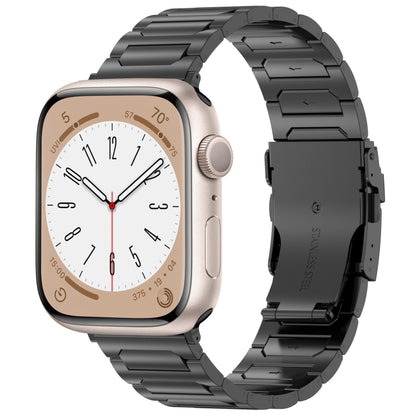 For Apple Watch Series 8 45mm I-Shaped Titanium Metal Watch Band(Black) by bashfashion
