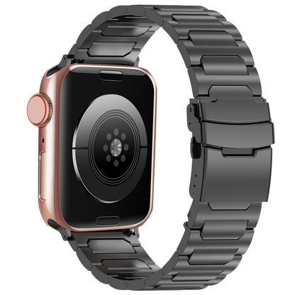 For Apple Watch Series 8 45mm I-Shaped Titanium Metal Watch Band(Black) by bashfashion