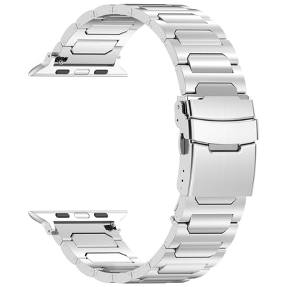 For Apple Watch Series 8 45mm I-Shaped Titanium Metal Watch Band(Mirror Silver) by bashfashion
