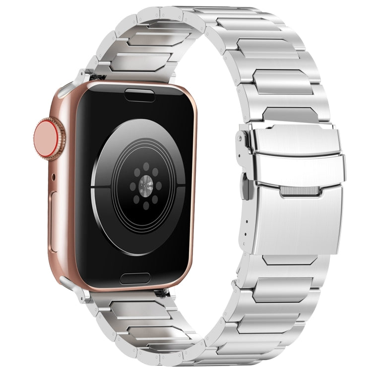 For Apple Watch Series 8 45mm I-Shaped Titanium Metal Watch Band(Mirror Silver) by bashfashion