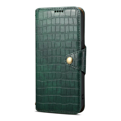 For Honor 100 Pro Denior Crocodile Texture Oil Edge Leather Phone Case(Green) by Denior