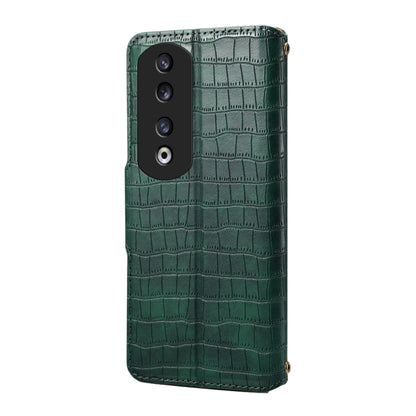 For Honor 90 Pro Denior Crocodile Texture Oil Edge Leather Phone Case(Green) by Denior