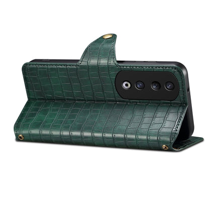 For Honor 90 Pro Denior Crocodile Texture Oil Edge Leather Phone Case(Green) by Denior