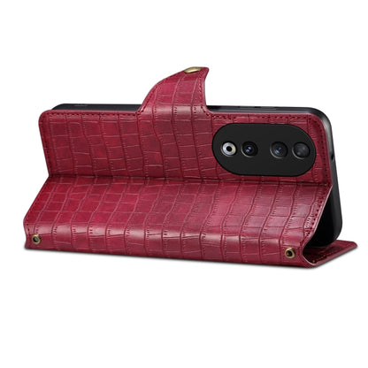 For Honor 90 Denior Crocodile Texture Oil Edge Leather Phone Case(Rose Red) by Denior