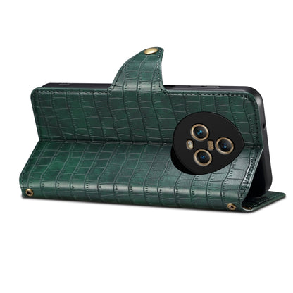 For Honor Magic5 Denior Crocodile Texture Oil Edge Leather Phone Case(Green) by Denior