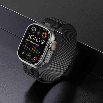 For Apple Watch SE 2023 44mm Mecha Style Milanese Metal Watch Band(Titanium Grey) by bashfashion