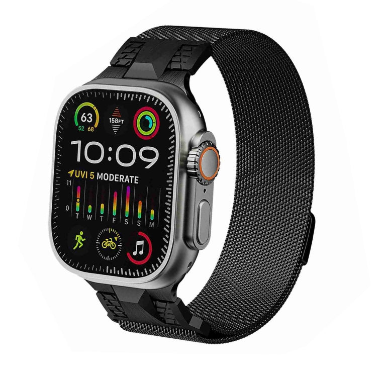 For Apple Watch Ultra 2 49mm Mecha Style Milanese Metal Watch Band(Black) by bashfashion