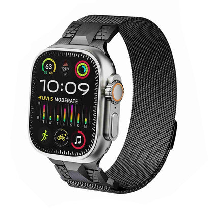For Apple Watch Ultra 2 49mm Mecha Style Milanese Metal Watch Band(Titanium Grey) by bashfashion