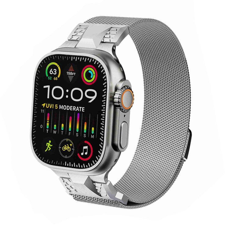 For Apple Watch Ultra 2 49mm Mecha Style Milanese Metal Watch Band(Titanium Silver) by bashfashion