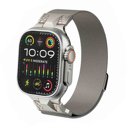For Apple Watch Ultra 2 49mm Mecha Style Milanese Metal Watch Band(Starlight) by bashfashion
