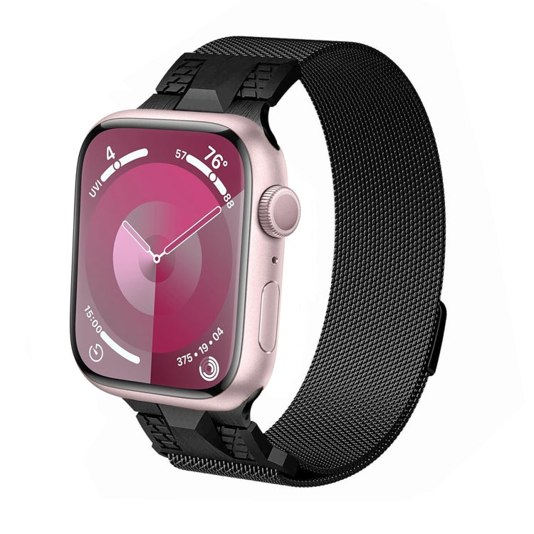 For Apple Watch Series 8 45mm Mecha Style Milanese Metal Watch Band(Black) by bashfashion