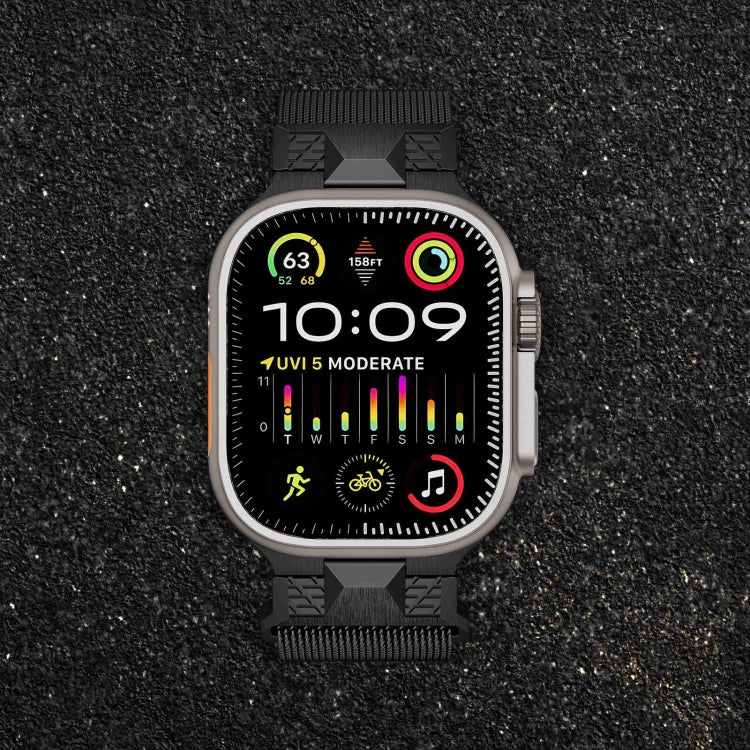 For Apple Watch Series 8 45mm Mecha Style Milanese Metal Watch Band(Black) by bashfashion