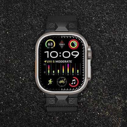 For Apple Watch Series 8 45mm Mecha Style Milanese Metal Watch Band(Black) by bashfashion