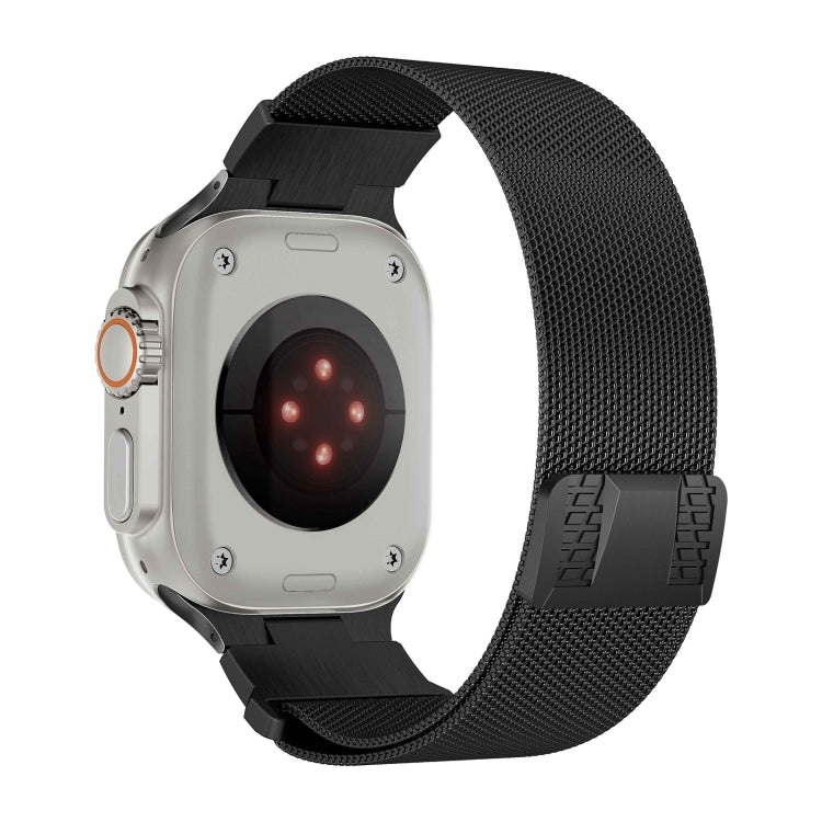 For Apple Watch SE 2022 44mm Mecha Style Milanese Metal Watch Band(Black) by bashfashion
