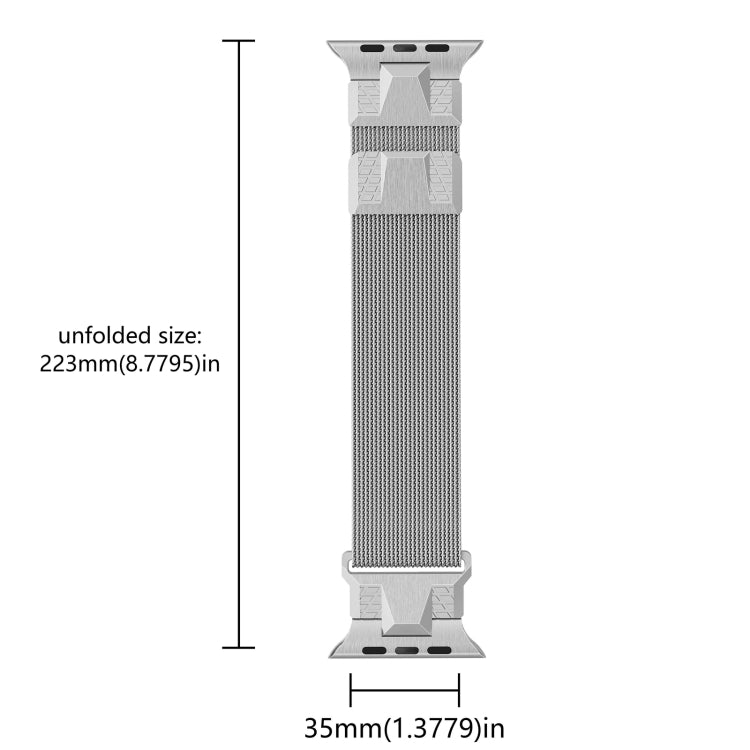 For Apple Watch Series 7 45mm Mecha Style Milanese Metal Watch Band(Titanium Silver) by bashfashion