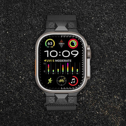 For Apple Watch SE 44mm Mecha Style Milanese Metal Watch Band(Titanium Grey) by bashfashion