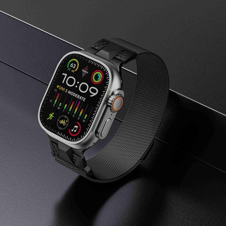 For Apple Watch Series 6 44mm Mecha Style Milanese Metal Watch Band(Titanium Grey) by bashfashion