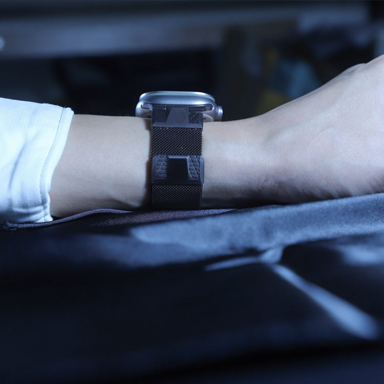 For Apple Watch Series 6 44mm Mecha Style Milanese Metal Watch Band(Titanium Grey) by bashfashion