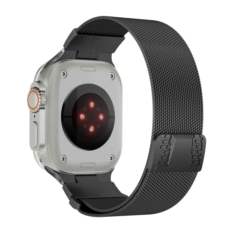 For Apple Watch Series 6 44mm Mecha Style Milanese Metal Watch Band(Titanium Grey) by bashfashion