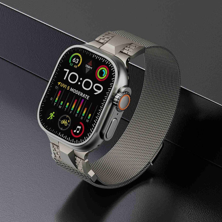 For Apple Watch Series 3 42mm Mecha Style Milanese Metal Watch Band(Starlight) by bashfashion