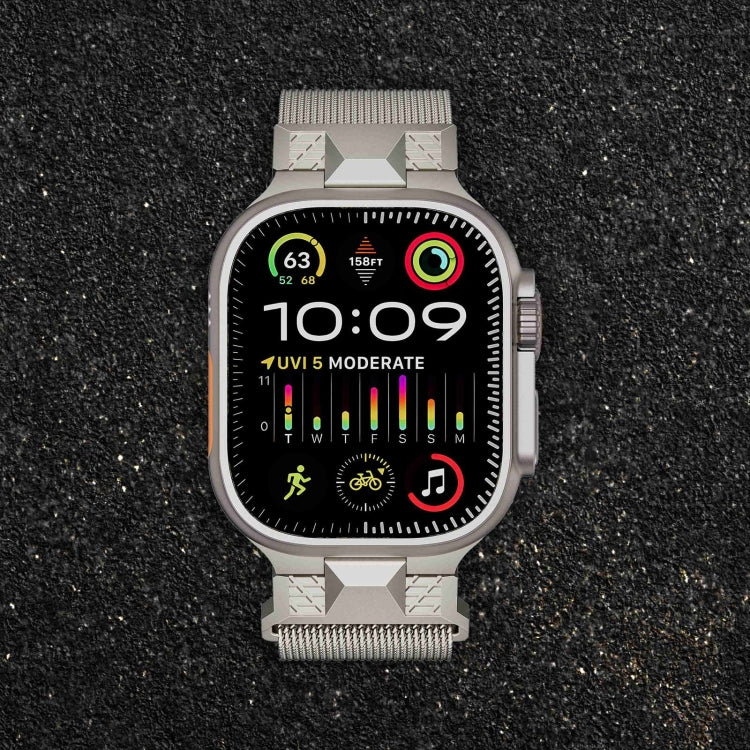 For Apple Watch Series 3 42mm Mecha Style Milanese Metal Watch Band(Starlight) by bashfashion