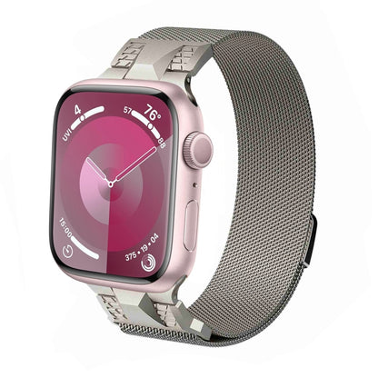 For Apple Watch Series 2 42mm Mecha Style Milanese Metal Watch Band(Starlight) by bashfashion