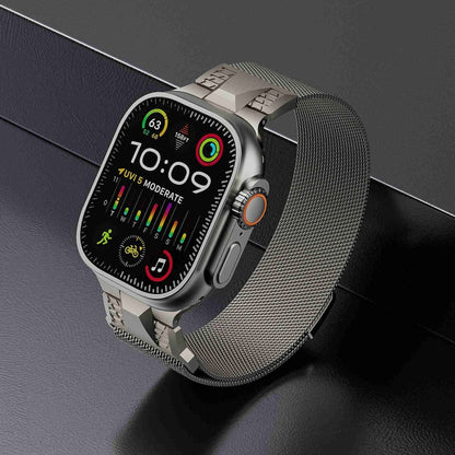 For Apple Watch 42mm Mecha Style Milanese Metal Watch Band(Starlight) by bashfashion
