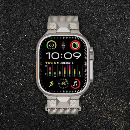 For Apple Watch 42mm Mecha Style Milanese Metal Watch Band(Starlight) by bashfashion