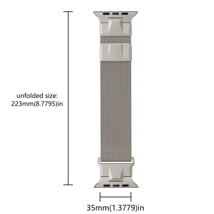 For Apple Watch 42mm Mecha Style Milanese Metal Watch Band(Starlight) by bashfashion