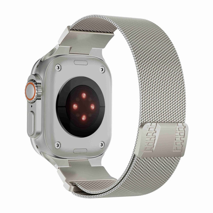 For Apple Watch 42mm Mecha Style Milanese Metal Watch Band(Starlight) by bashfashion