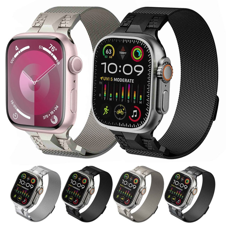 For Apple Watch SE 44mm Mecha Style Milanese Metal Watch Band(Titanium Grey) by bashfashion