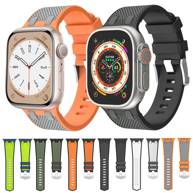 For Apple Watch SE 2022 44mm Oak Silicone Watch Band(Black Army Green) by bashfashion