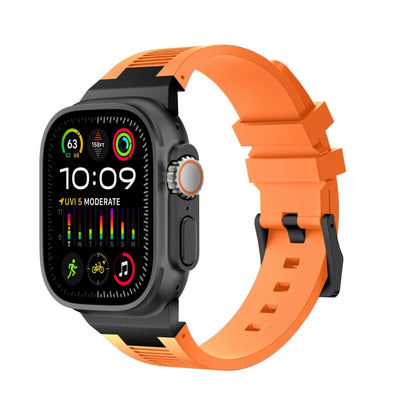 For Apple Watch Ultra 2 49mm Loners Liquid Silicone Watch Band(Black Orange) by bashfashion