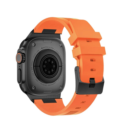 For Apple Watch Ultra 2 49mm Loners Liquid Silicone Watch Band(Black Orange) by bashfashion