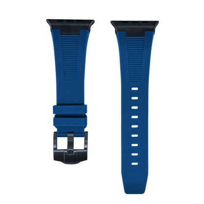 For Apple Watch Ultra 2 49mm Loners Liquid Silicone Watch Band(Black Midnight Blue) by bashfashion