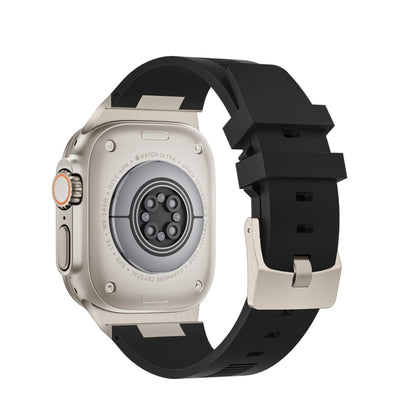 For Apple Watch Ultra 2 49mm Loners Liquid Silicone Watch Band(Titanium Black) by bashfashion
