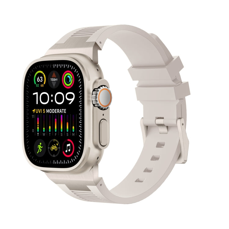 For Apple Watch Ultra 2 49mm Loners Liquid Silicone Watch Band(Titanium Starlight) by bashfashion