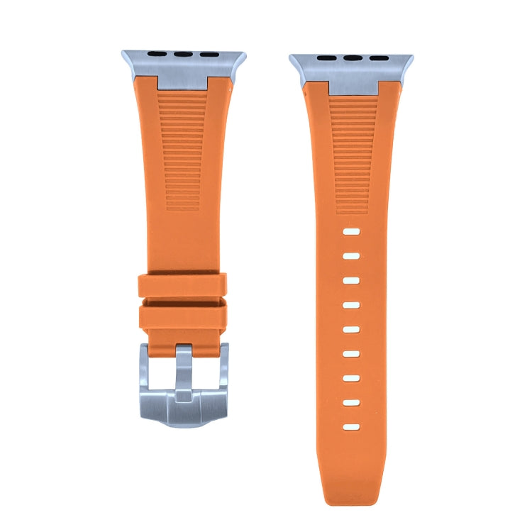 For Apple Watch Ultra 2 49mm Loners Liquid Silicone Watch Band(Sliver Orange) by bashfashion