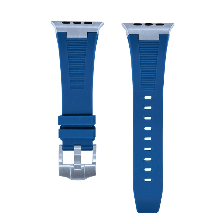 For Apple Watch Ultra 2 49mm Loners Liquid Silicone Watch Band(Silver Midnight Blue) by bashfashion