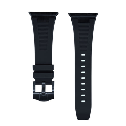 For Apple Watch Ultra 49mm Loners Liquid Silicone Watch Band(Black Black) by bashfashion