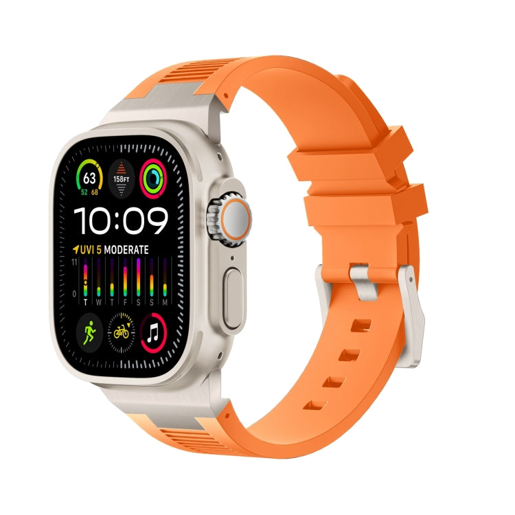 For Apple Watch Ultra 49mm Loners Liquid Silicone Watch Band(Titanium Orange) by bashfashion