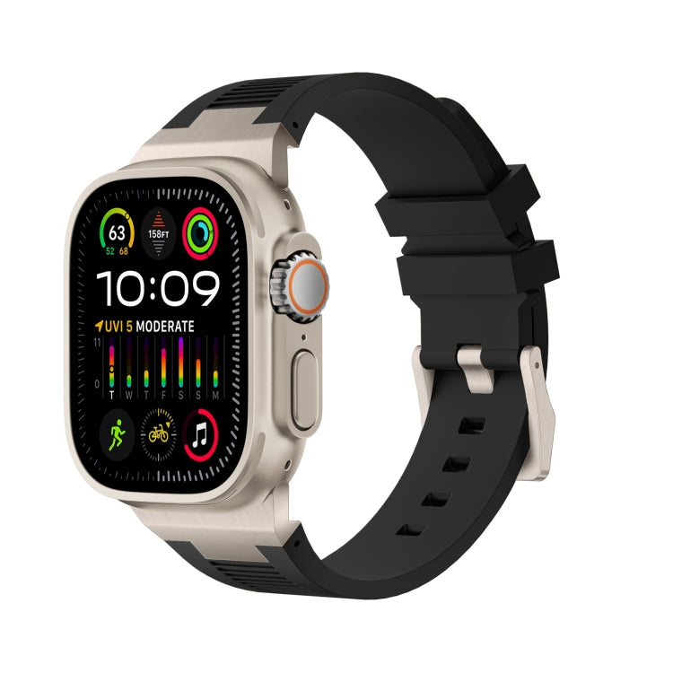 For Apple Watch Ultra 49mm Loners Liquid Silicone Watch Band(Titanium Black) by bashfashion