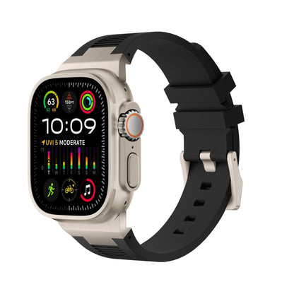 For Apple Watch Ultra 49mm Loners Liquid Silicone Watch Band(Titanium Black) by bashfashion