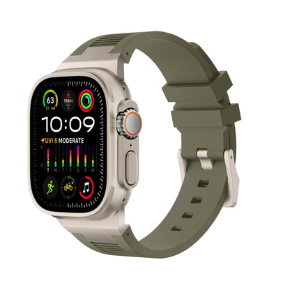 For Apple Watch Ultra 49mm Loners Liquid Silicone Watch Band(Titanium Green) by bashfashion