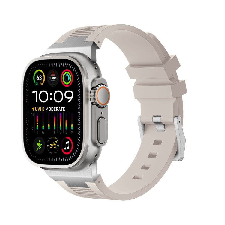 For Apple Watch Ultra 49mm Loners Liquid Silicone Watch Band(Silver Starlight) by bashfashion